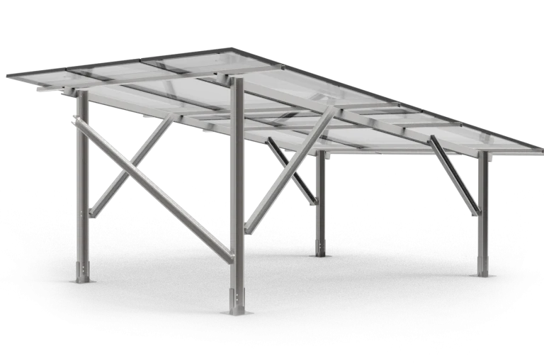 Close-up of ENSOL galvanised rooftop solar mounting framework